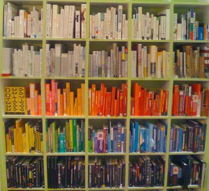 color coded bookcase